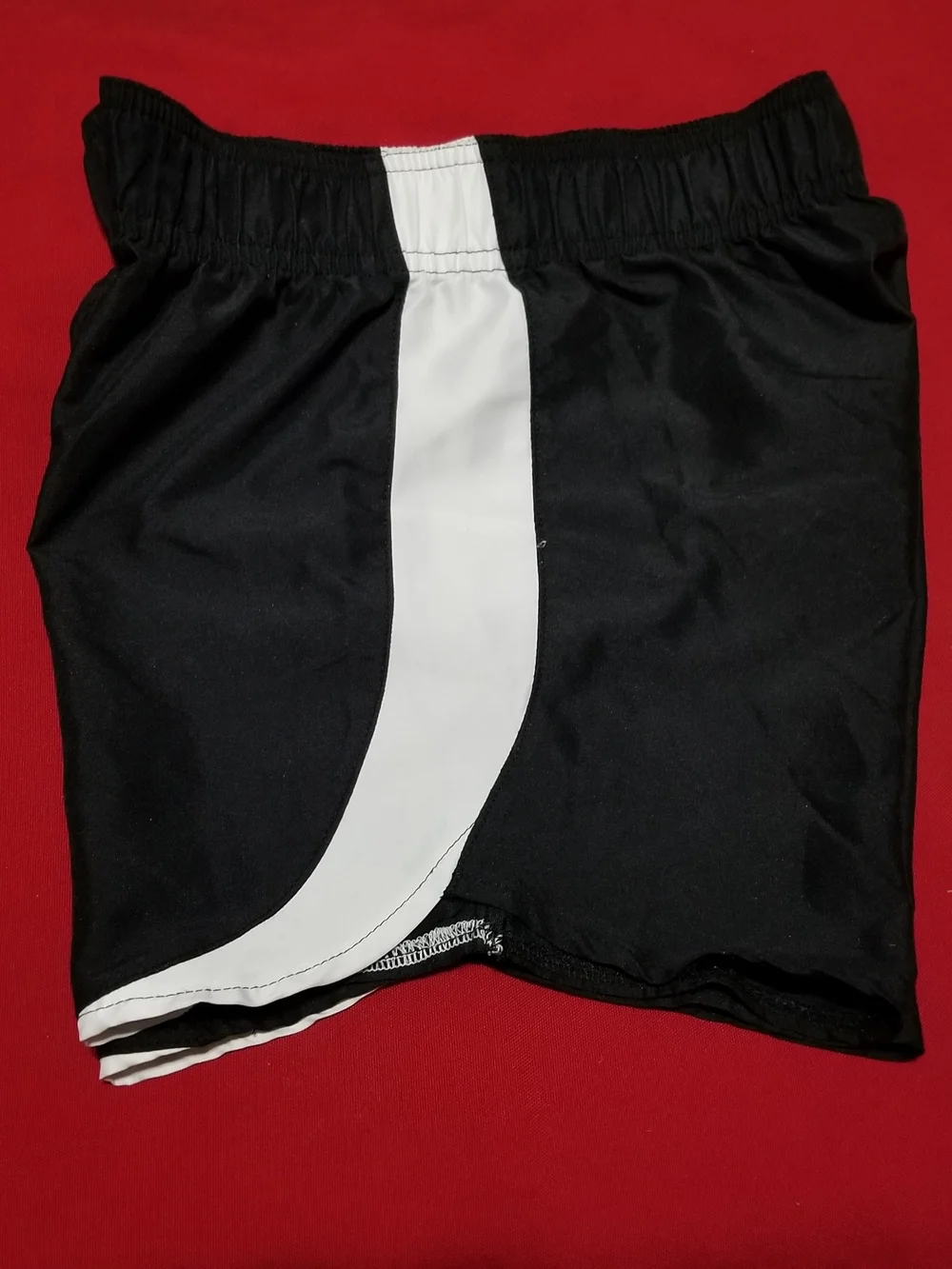 BCG Kid's Medium Black Shorts With Thick White Side Stripes